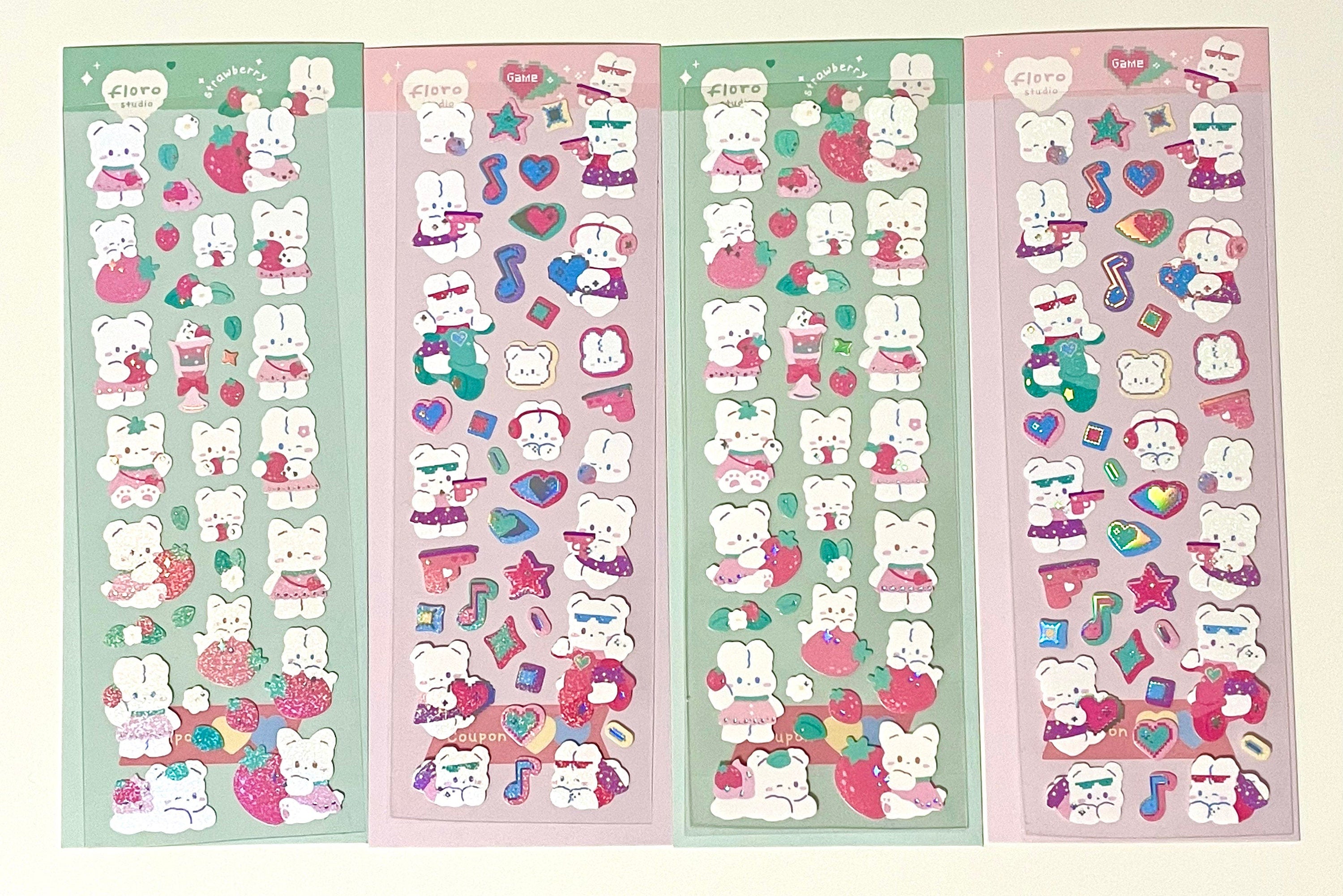 Kawaii Strawberry Bunny Stickers